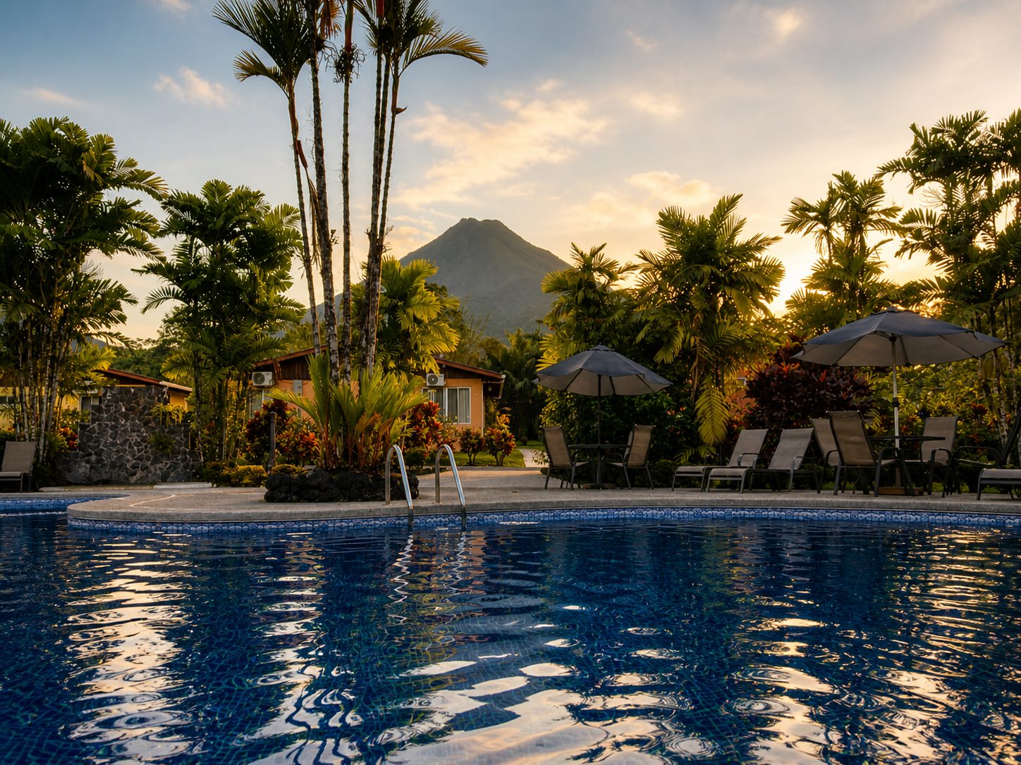 Hotel Villas Vilma pool with Arenal Volcano in the background